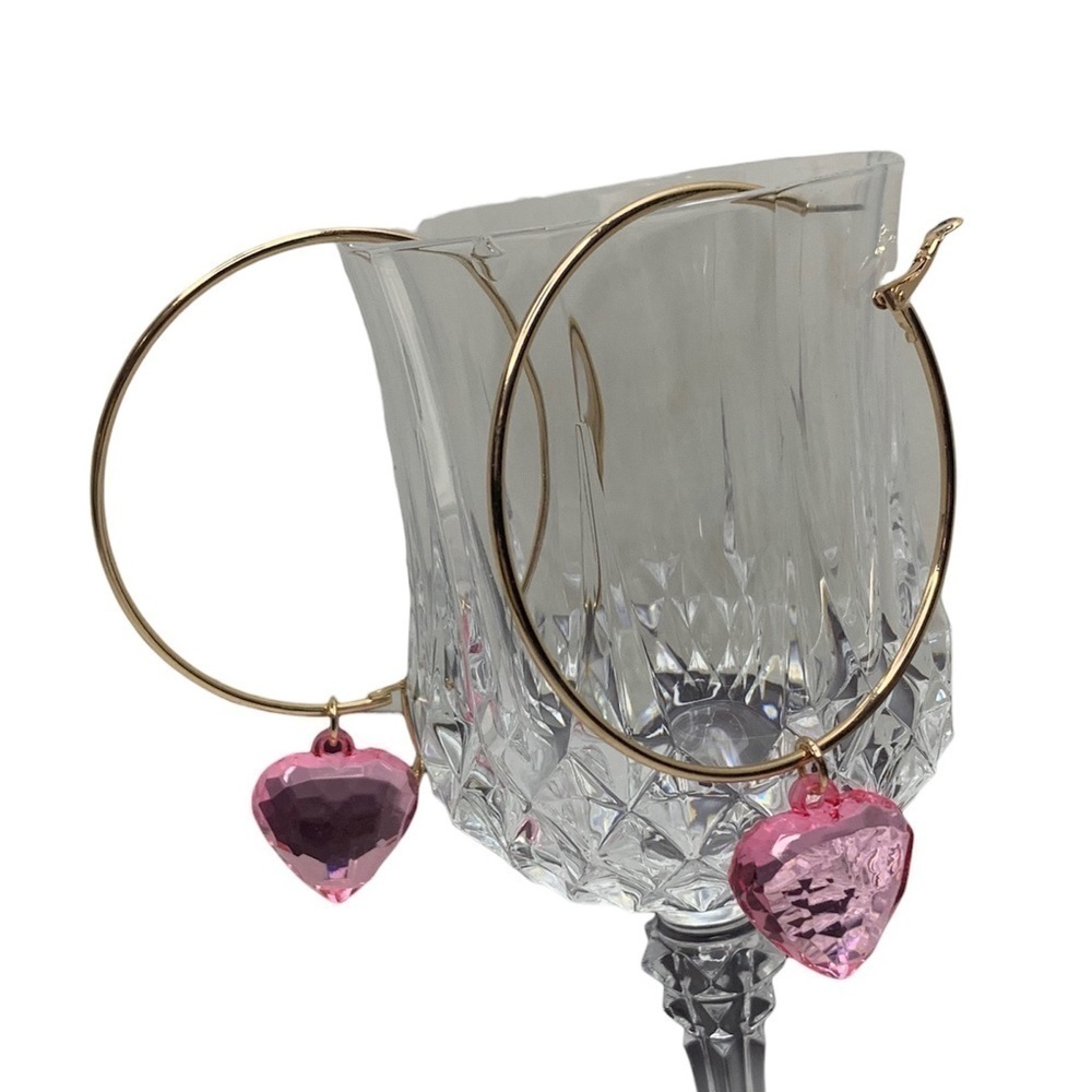 gold heart hoops